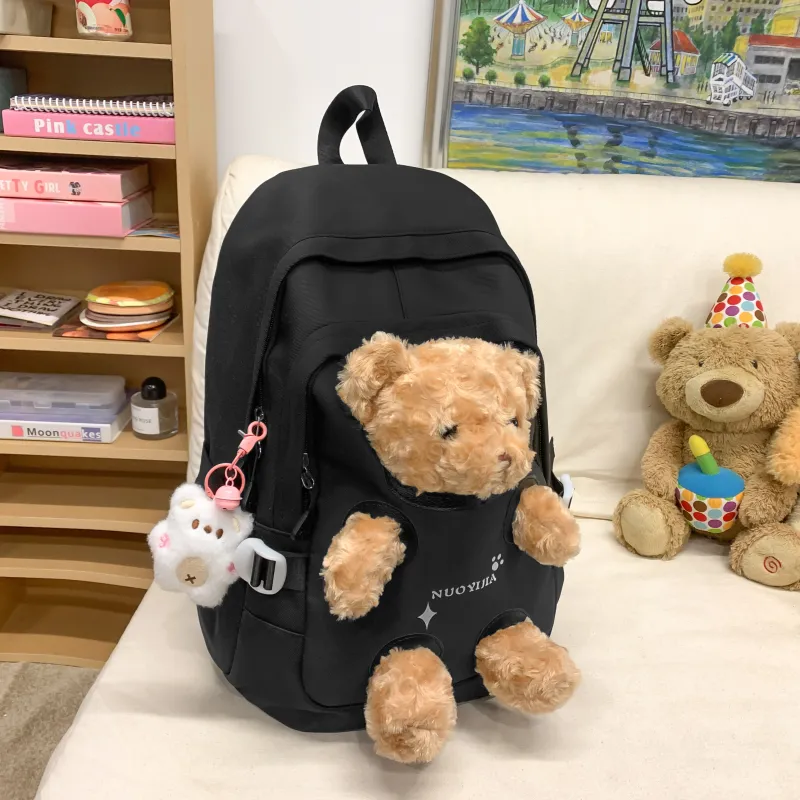 AIBAG Nylon Backpack Unisex Pink Green/Pink Blue/Pink Yellow/Blue Green/Black-14