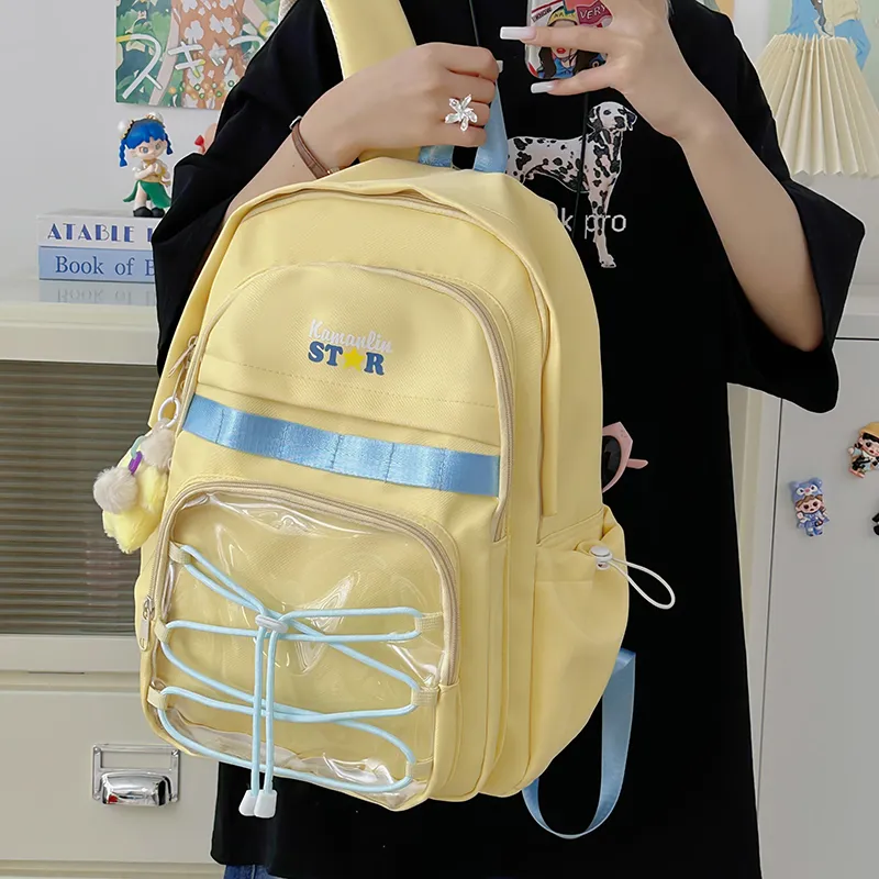 AIBAG Nylon Backpack Unisex Blue/Yellow/Black/White-13