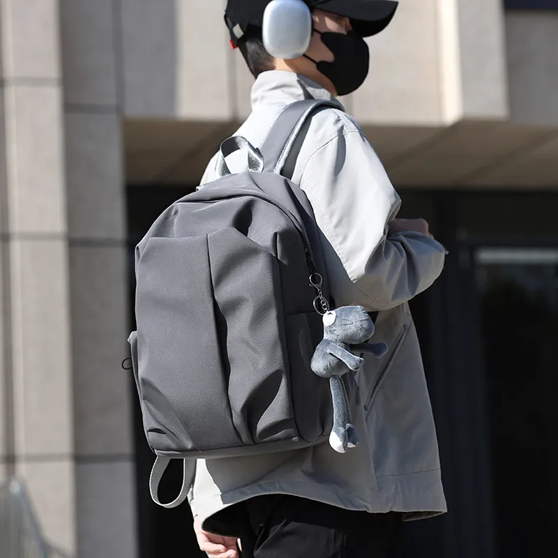 AIBAG Nylon Backpack Unisex White/Black/Gray/Red-8