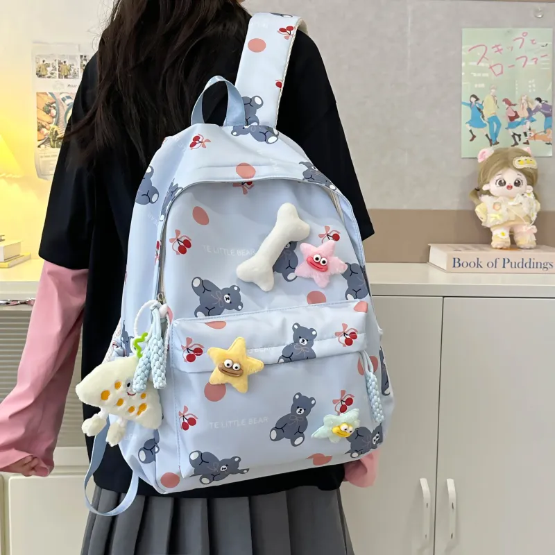 AIBAG Nylon Backpack Unisex White/Black/Green/Blue/Pink-20