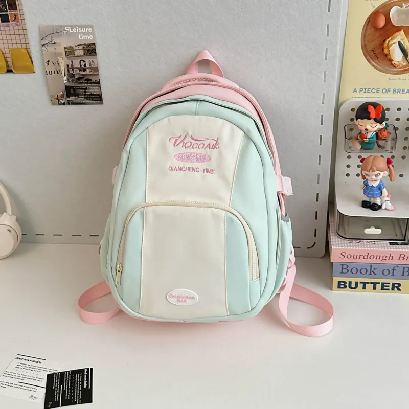 AIBAG Nylon Backpack Unisex Pink/Blue/Green/Yellow/Black-2