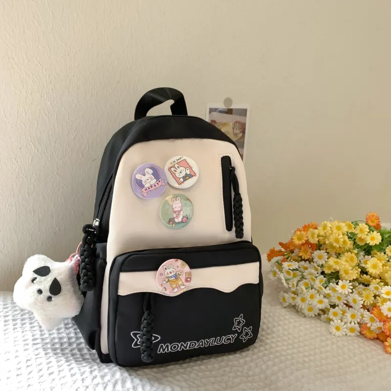 AIBAG Nylon Backpack Women's Purple/Green/Blue/Brown/Pink/Black-23