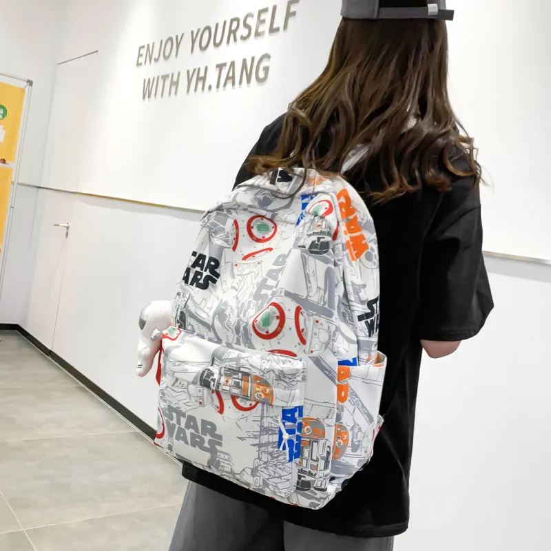 AIBAG Nylon Backpack Unisex Black/Orange/Blue-9