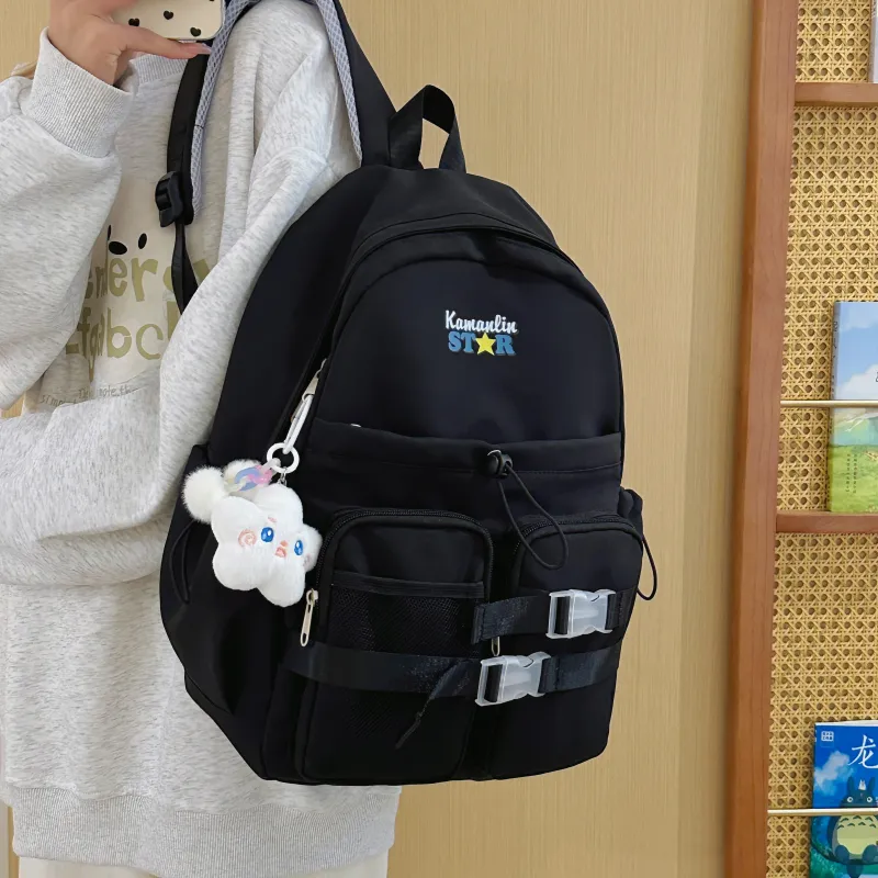 AIBAG Nylon Backpack Women's White/Black/Blue/Pink-10