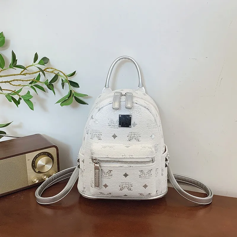 AIBAG PU Backpack Unisex White/Black/Coffee-3