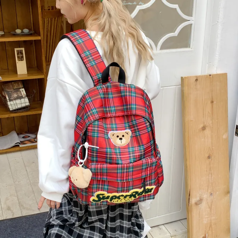 AIBAG Fabric Backpack Unisex Red/Brown/Purple-1