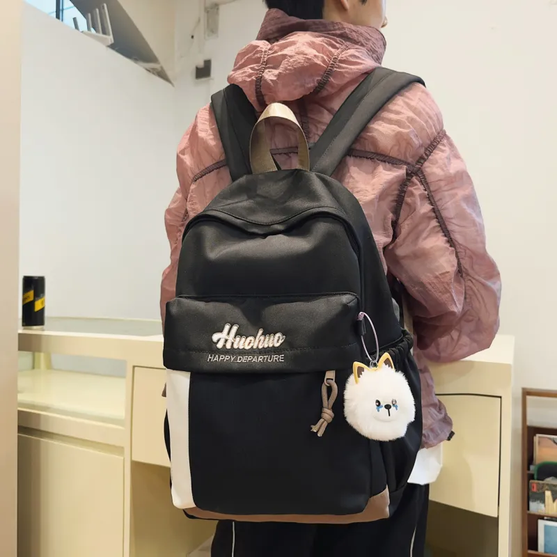 AIBAG Nylon Backpack Unisex White/Black/Purple/Khaki/Blue-11