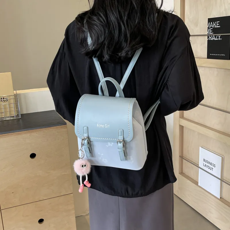 AIBAG PU Backpack Women's Pink/White/Blue/Black-19