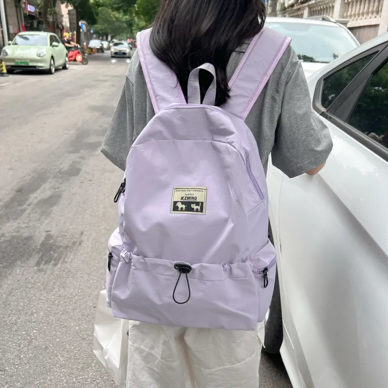 AIBAG Composite Cloth Backpack Unisex White/Black/Pink/Violet-16