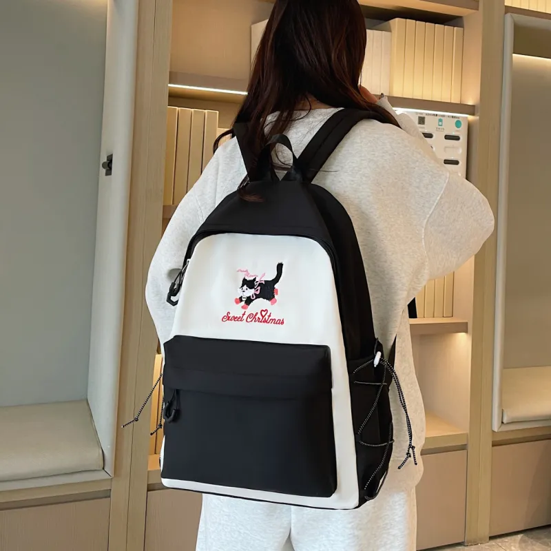 AIBAG Canvas Backpack Unisex White/Grey/Black/Orange-18