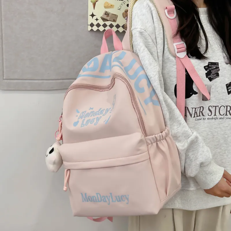 AIBAG Nylon Backpack Unisex White/Black/Pink/Purple/Blue-12