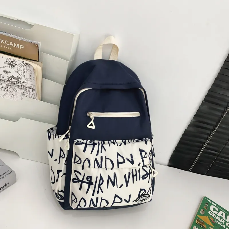 AIBAG Nylon Backpack Unisex Blue White/Blue Green/White/Pink/Khaki-4