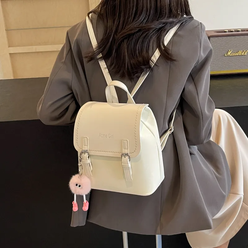 AIBAG PU Backpack Women's Pink/White/Blue/Black-8
