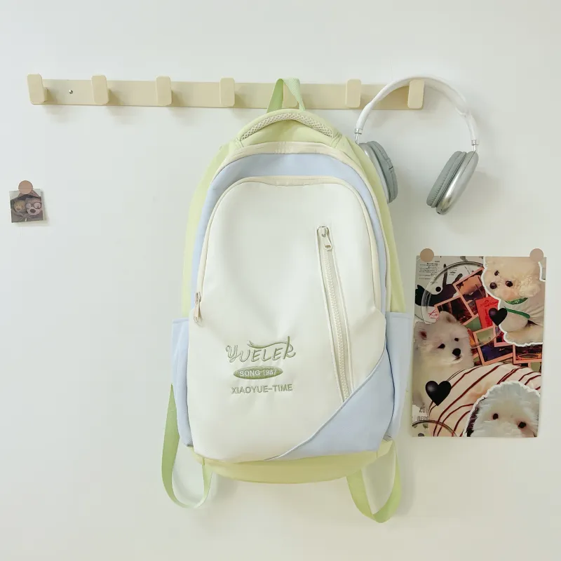 AIBAG Nylon Backpack Unisex Yellow/Green/Blue/Pink/Black-4