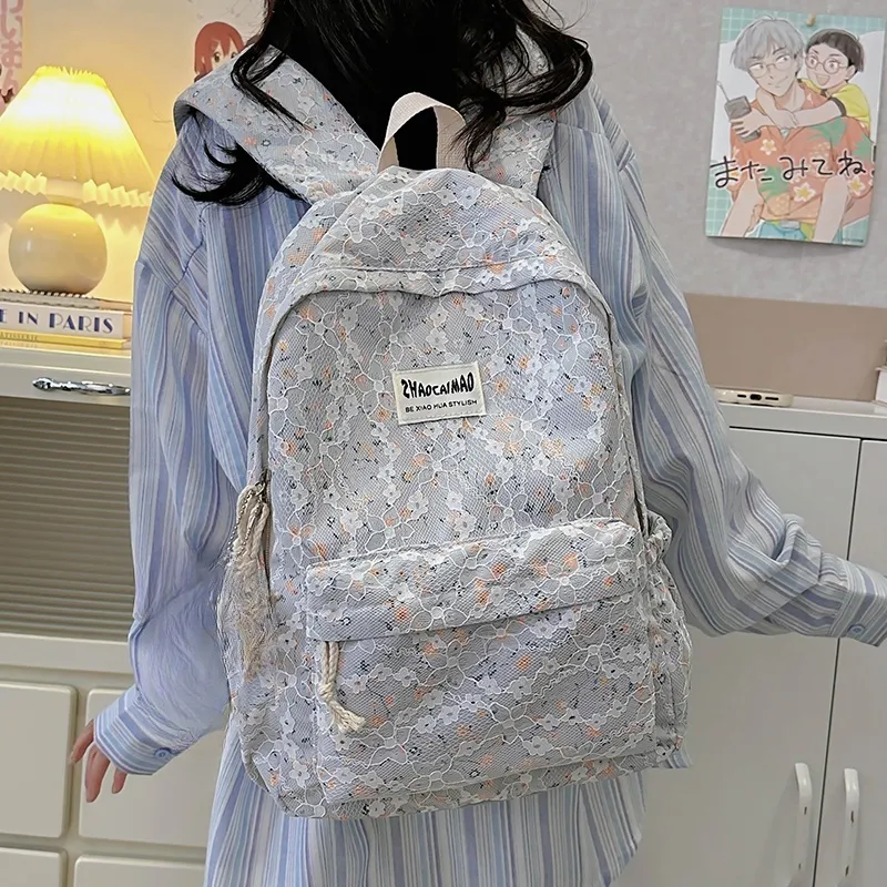 AIBAG Polyester Backpack Unisex White/Gray/Black-8