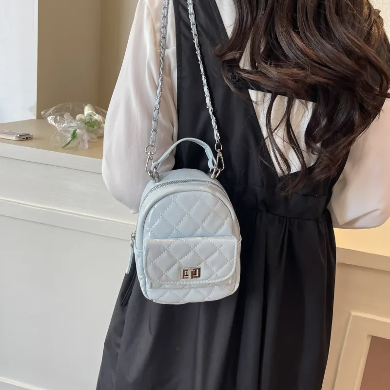 AIBAG PU Backpack Women's Pink/White/Silver/Red/Black-41