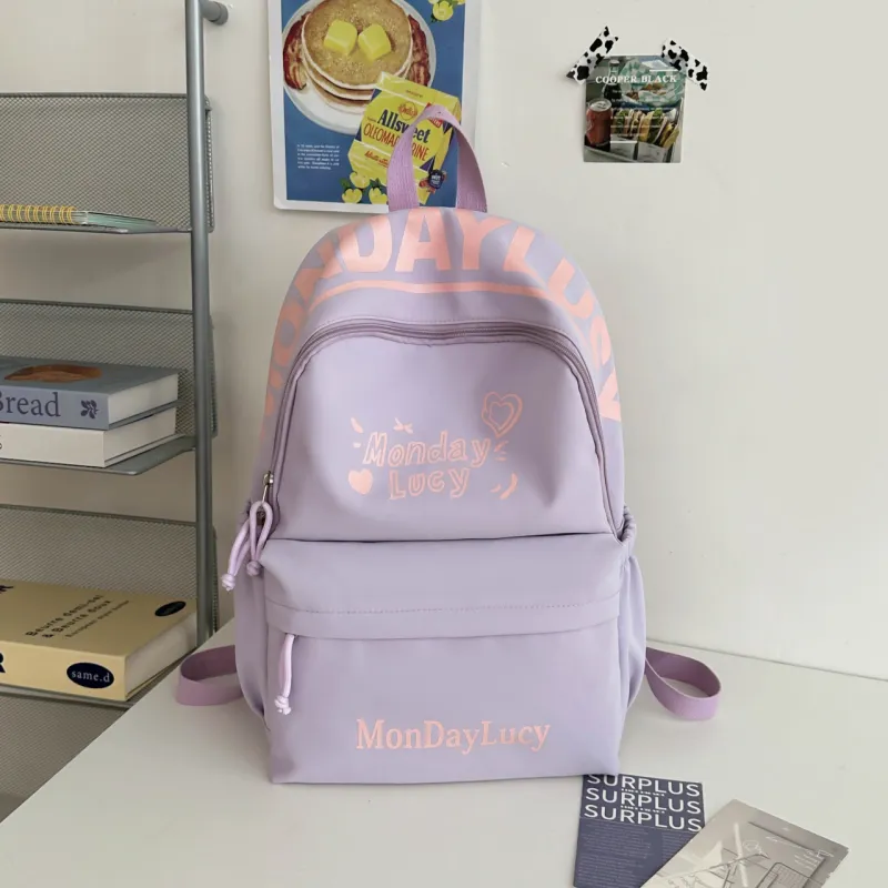 AIBAG Nylon Backpack Unisex White/Black/Pink/Purple/Blue-17