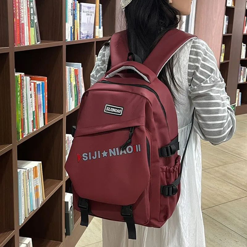 AIBAG Oxford Backpack Unisex Gray/Black/Red/Green/Blue/White-11