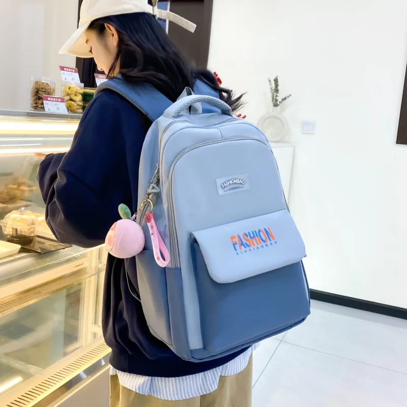 AIBAG Nylon Backpack Unisex Black/Green/Blue/Pink-10