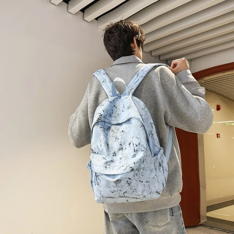 AIBAG Nylon Backpack Unisex Blue/Red/Black/White-4