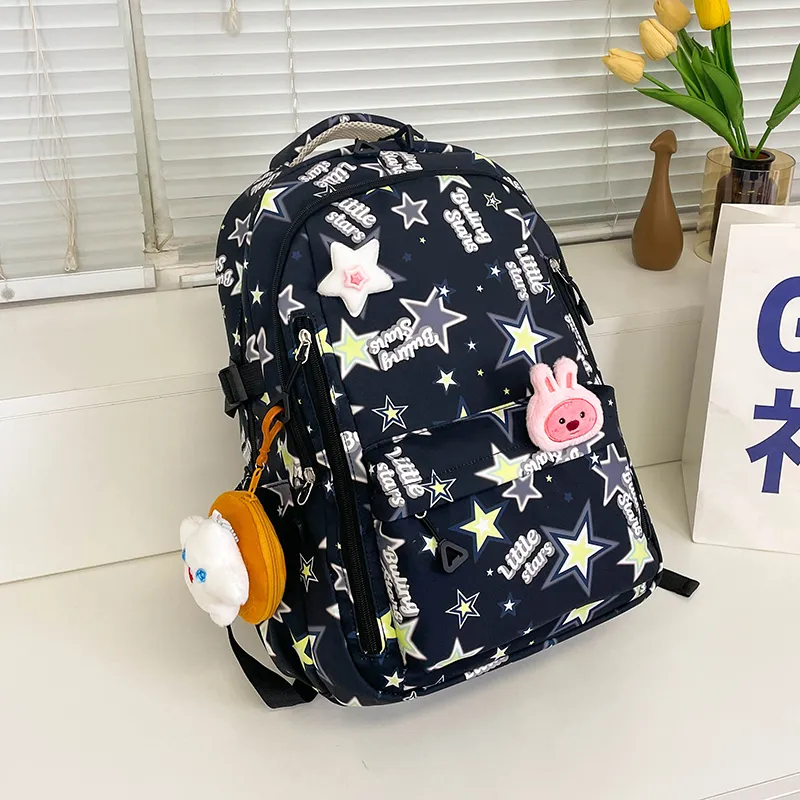 AIBAG Nylon Backpack Unisex White/black/pink/purple/blue-7
