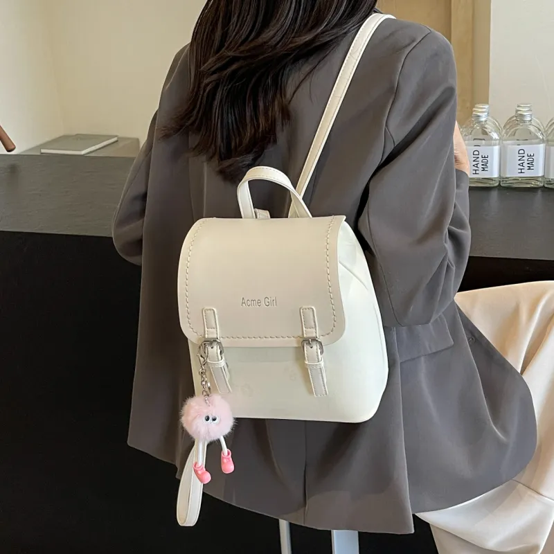 AIBAG PU Backpack Women's Pink/White/Blue/Black-10