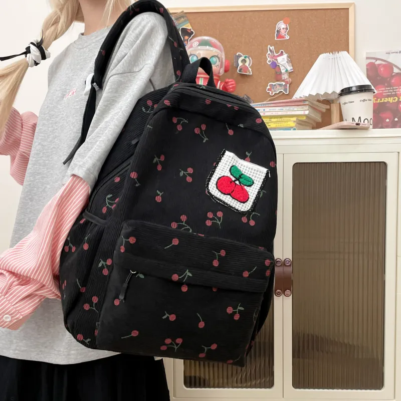 AIBAG Canvas Backpack Unisex White/Black/Pink-9