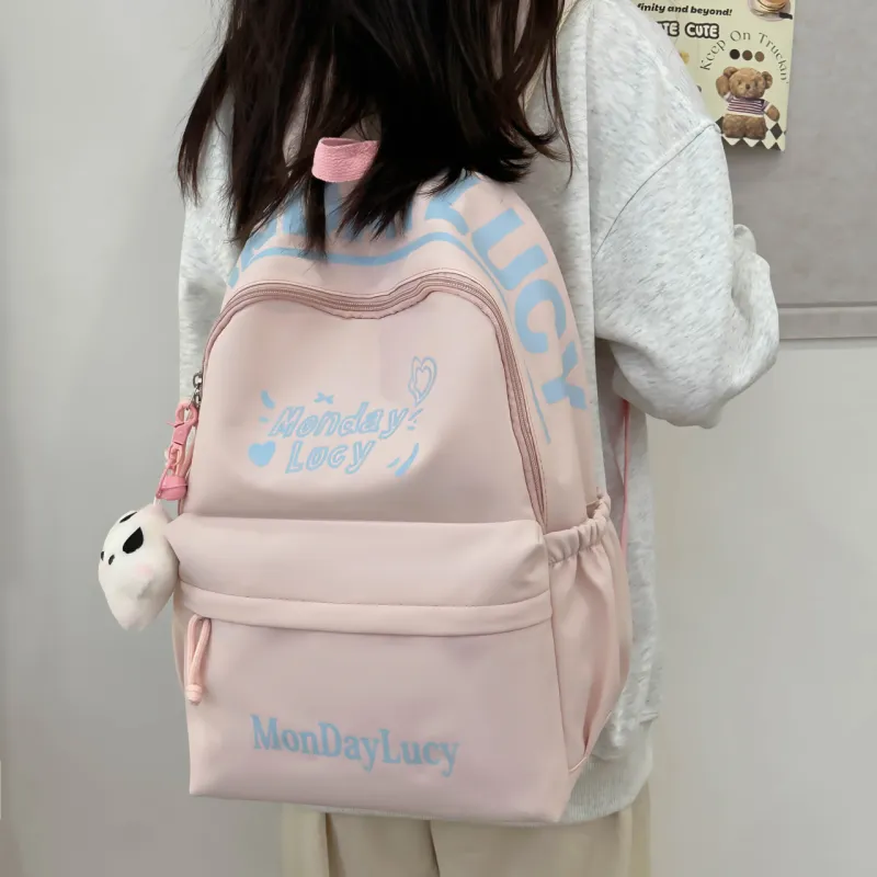 AIBAG Nylon Backpack Unisex White/Black/Pink/Purple/Blue-11