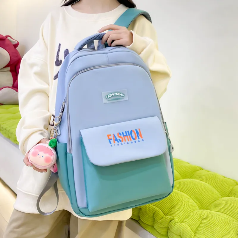 AIBAG Nylon Backpack Unisex Black/Green/Blue/Pink-7