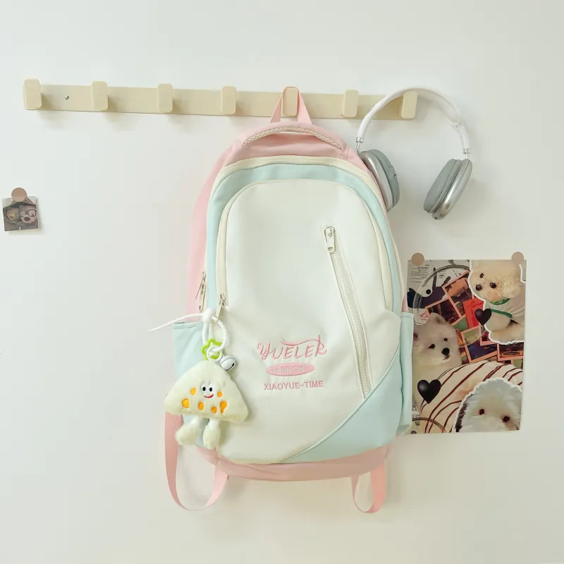 AIBAG Nylon Backpack Unisex Yellow/Green/Blue/Pink/Black-11