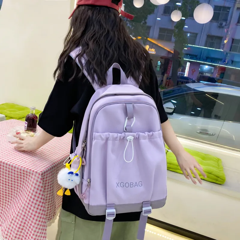 AIBAG Nylon Backpack Unisex White/Black/Purple/Yellow/Green/Brown-8