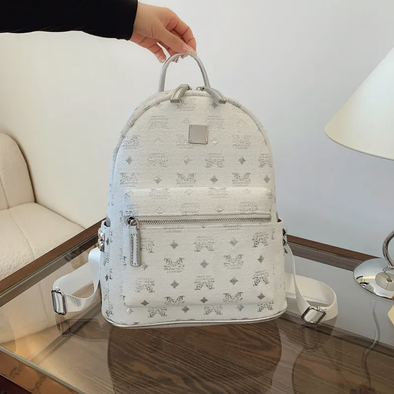 AIBAG PU Backpack Unisex White/Black/Coffee-2