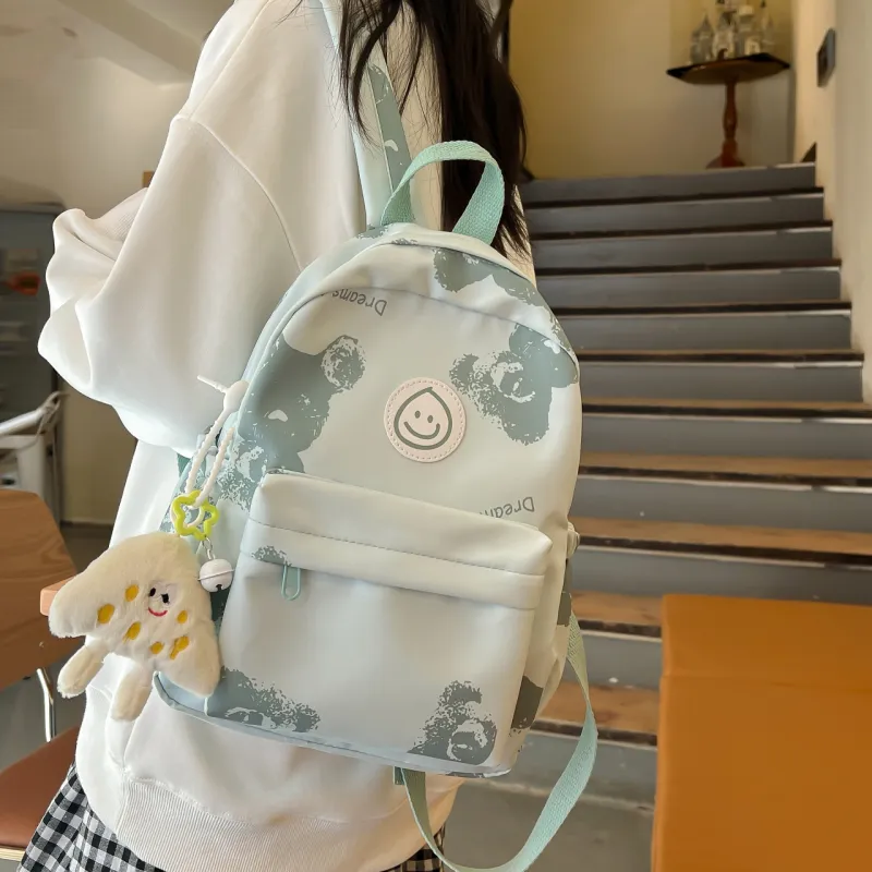 AIBAG Nylon Fabric Backpack Women's Grey/Pink/Blue/Brown-10