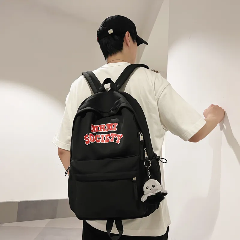 AIBAG Nylon Backpack Unisex Ecru/Black/Burgundy/Light Blue-8