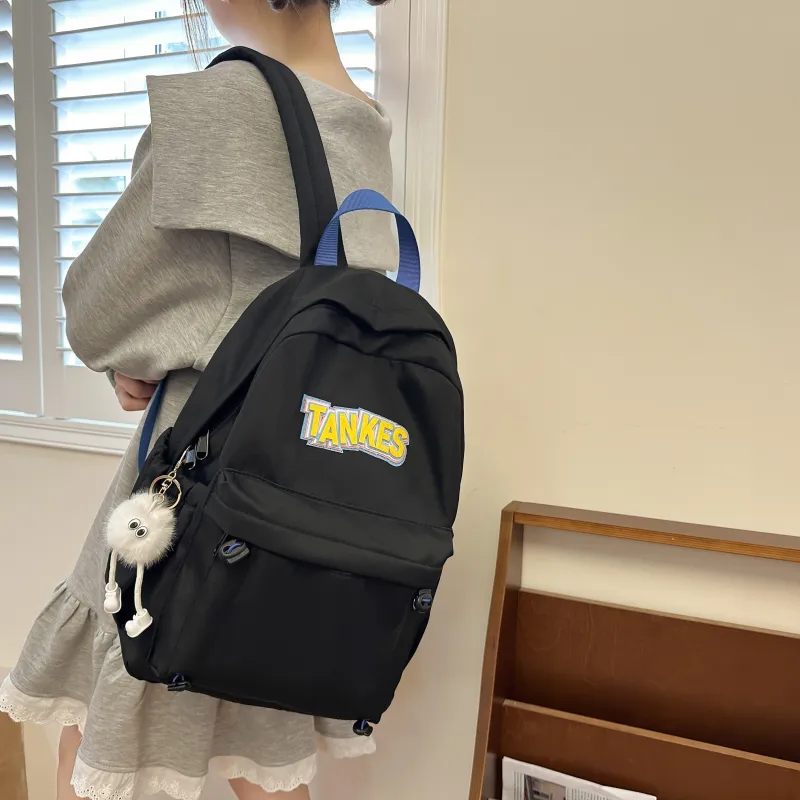 AIBAG Nylon Backpack Unisex Black/Yellow/Khaki/Light Blue-1