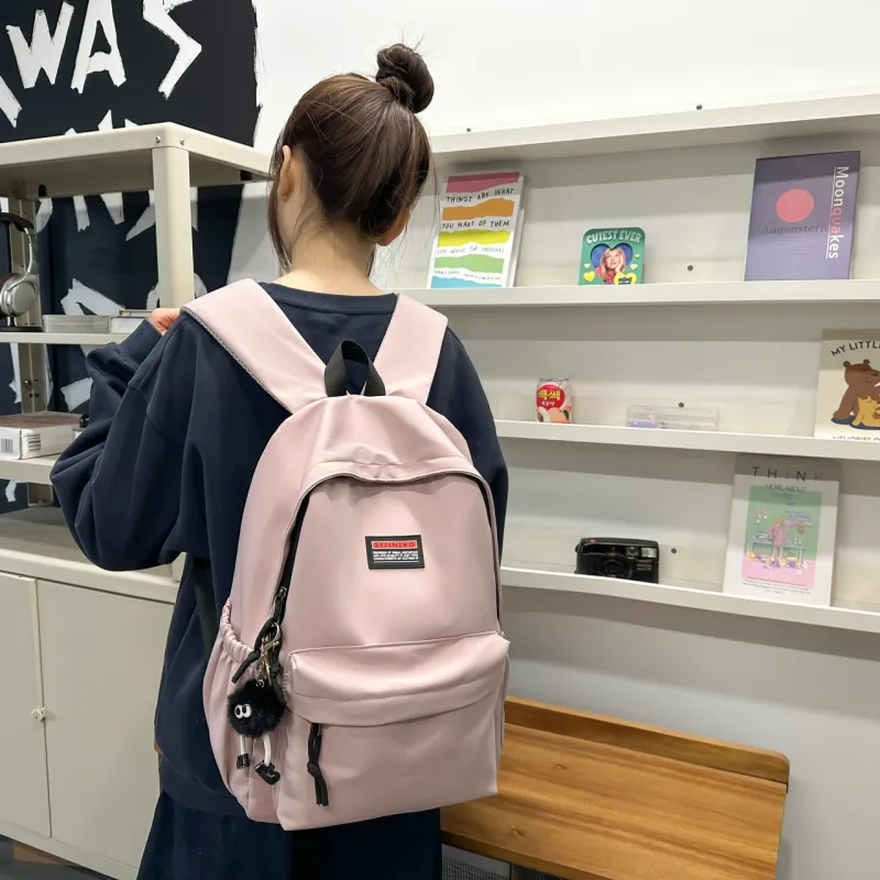 AIBAG Nylon Backpack Unisex Pink/Blue/Green/Black/Gray/White-1