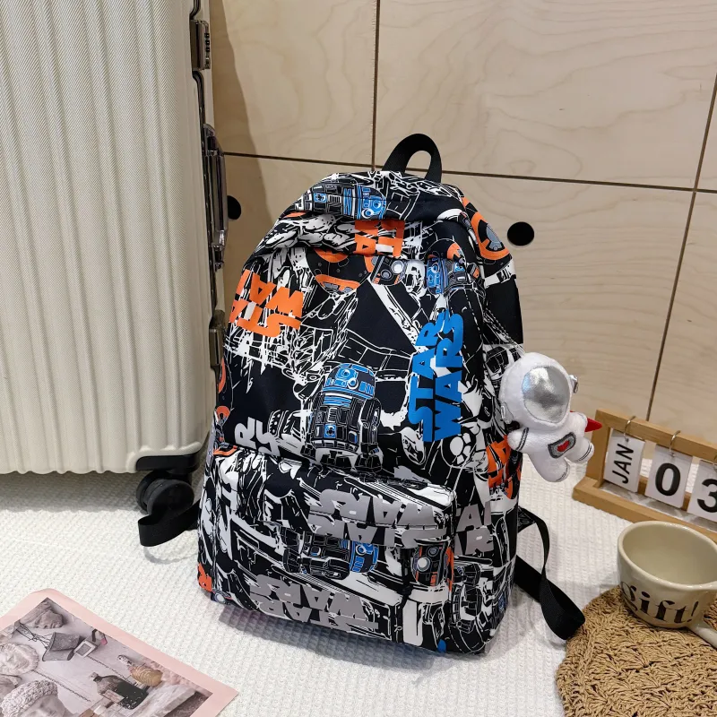 AIBAG Oxford Backpack Unisex Black/Orange/Green-1
