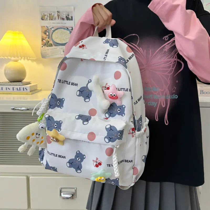 AIBAG Nylon Backpack Unisex White/Black/Green/Blue/Pink-6