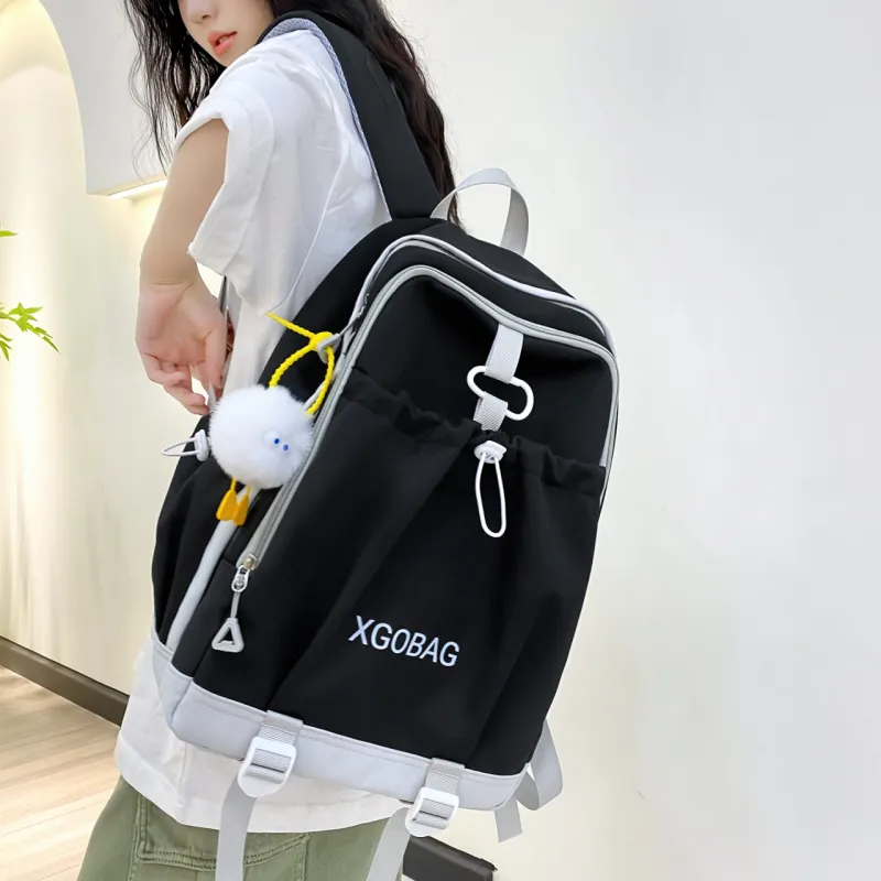 AIBAG Nylon Backpack Unisex White/Black/Purple/Yellow/Green/Brown-3