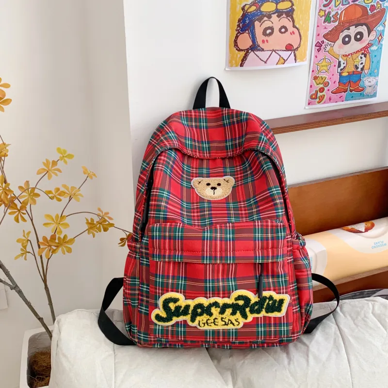 AIBAG Fabric Backpack Unisex Red/Brown/Purple-5