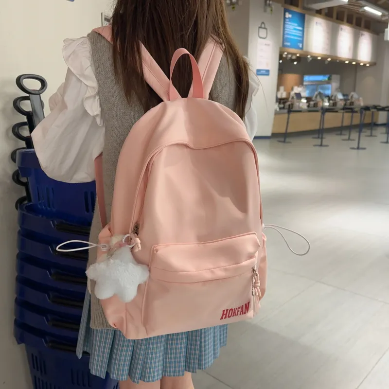 AIBAG Nylon Backpack Unisex Purple/Blue/Pink/Red/Black/White-9