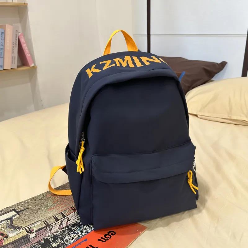 AIBAG Nylon Backpack Unisex Black/Red/Yellow/Navy Blue-17