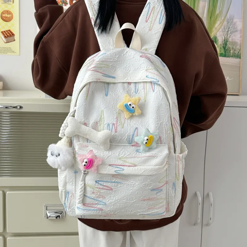 AIBAG Nylon Backpack Unisex White/Black/Yellow/Blue/Pink-2