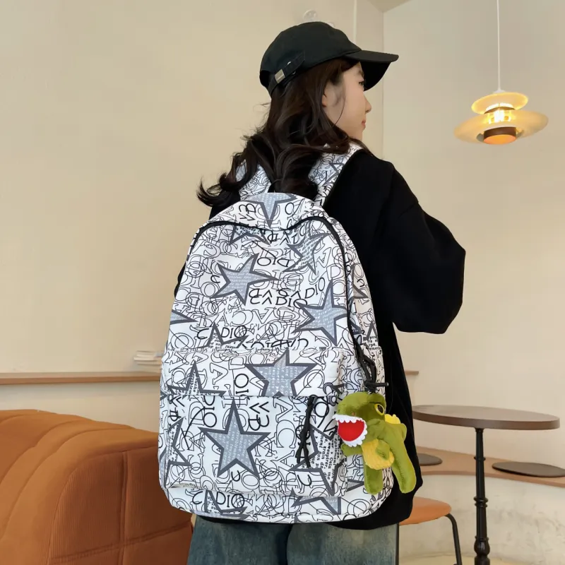 AIBAG Nylon Backpack Unisex Black Gray/Black Green/Black Blue/Black Yellow/White/Khaki-23