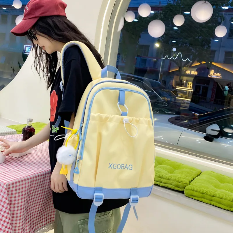 AIBAG Nylon Backpack Unisex White/Black/Purple/Yellow/Green/Brown-15