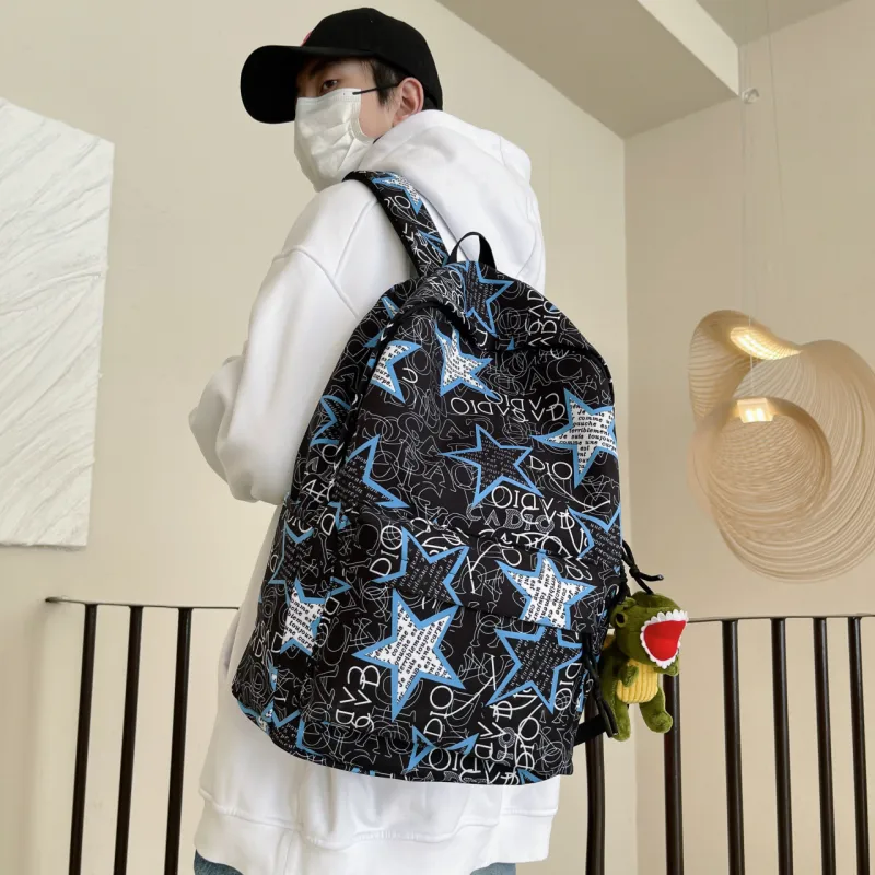 AIBAG Nylon Backpack Unisex Black Gray/Black Green/Black Blue/Black Yellow/White/Khaki-11