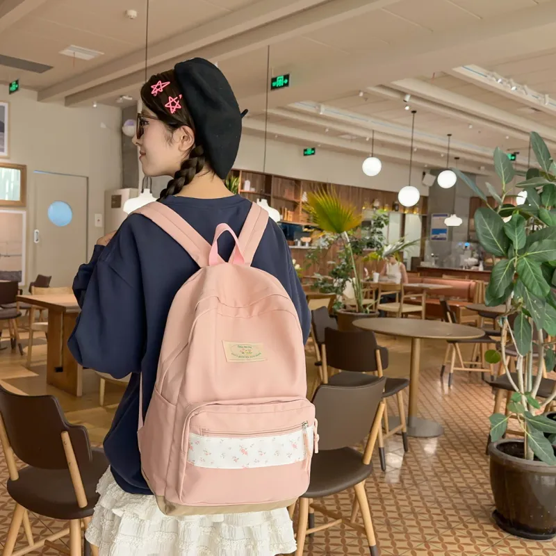 AIBAG Nylon Backpack Women's Black/Pink/Yellow/Green/Blue-9