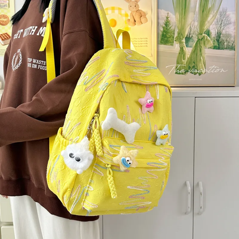 AIBAG Nylon Backpack Unisex White/Black/Yellow/Blue/Pink-14
