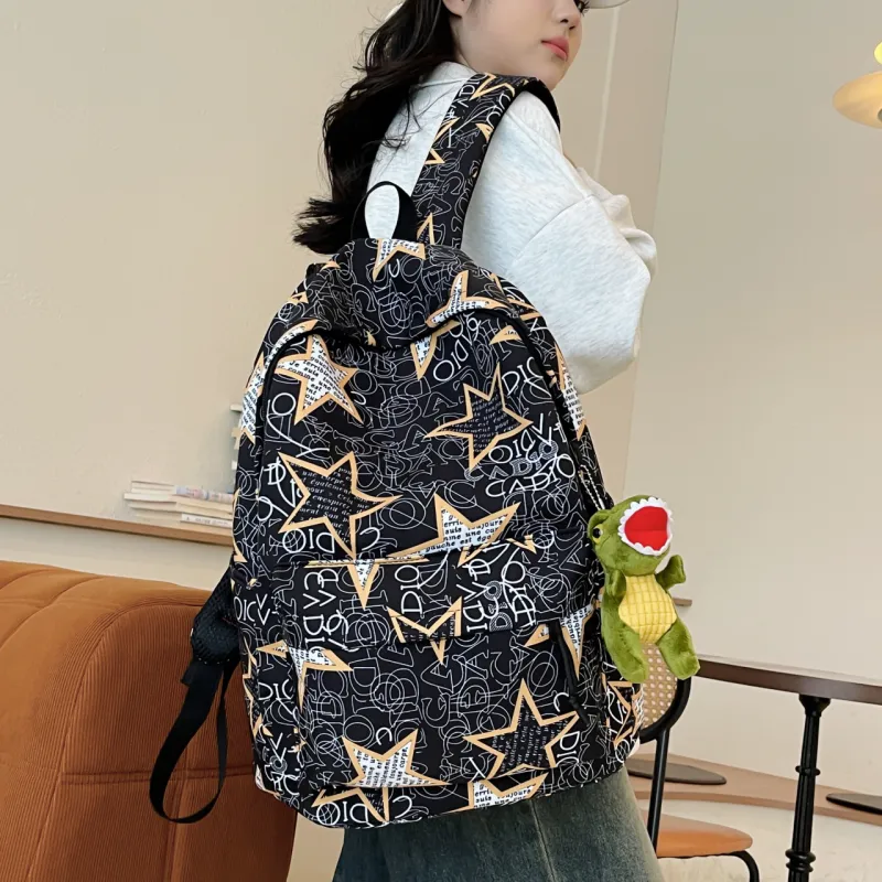 AIBAG Nylon Backpack Unisex Black Gray/Black Green/Black Blue/Black Yellow/White/Khaki-20