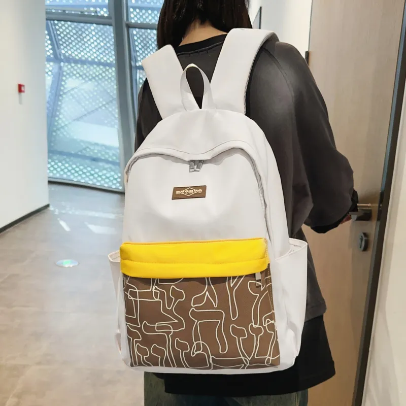 AIBAG Nylon Backpack Unisex White/Black/Red/Purple/Blue-4